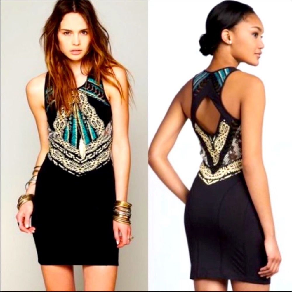 Free Peoples Out Of Africa Boho Bodycon Mini Dress